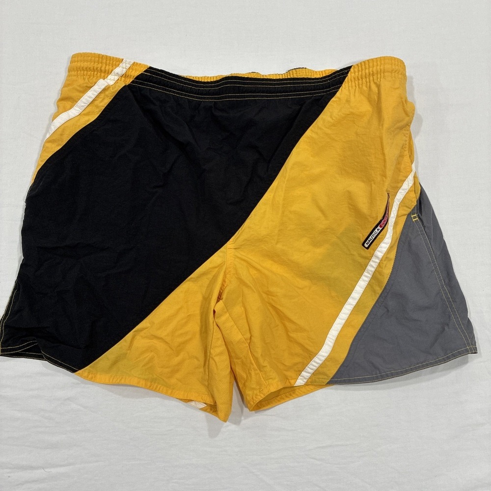 Vintage‎ Nautica Competition Lined Running Shorts Men's L Yellow Black